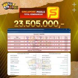 Read more about the article BUKTI JACKPOT HAITOGEL TOGEL : SINGAPORE SEBESAR RP. 23.505.000,-