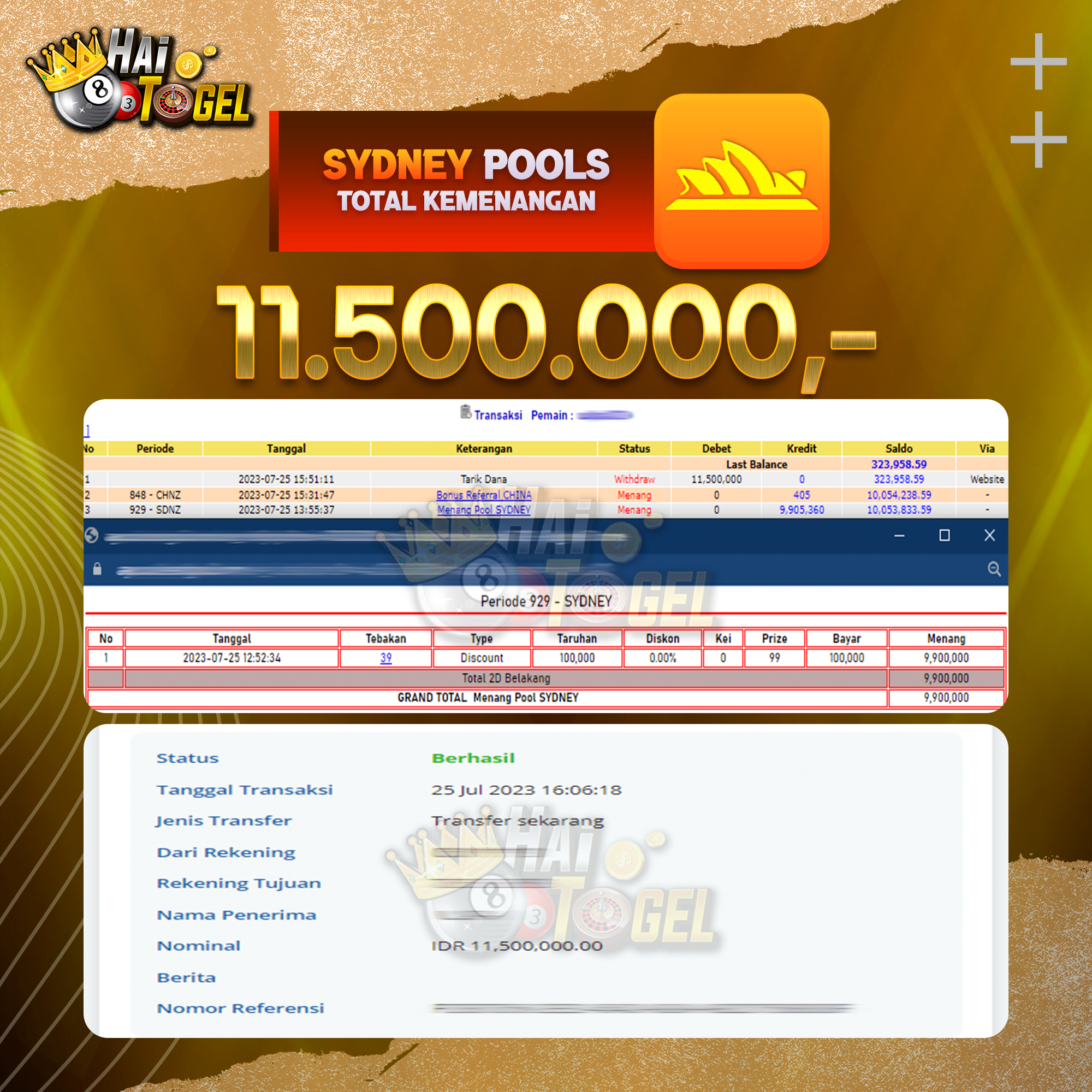 Read more about the article BUKTI PEMBAYARAN HAITOGEL TOGEL SYDNEY RP. 11.500.000