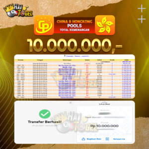 Read more about the article BUKTI JACKPOT HAITOGEL TOGEL : HONGKONG SEBESAR RP. 10.000.000,-