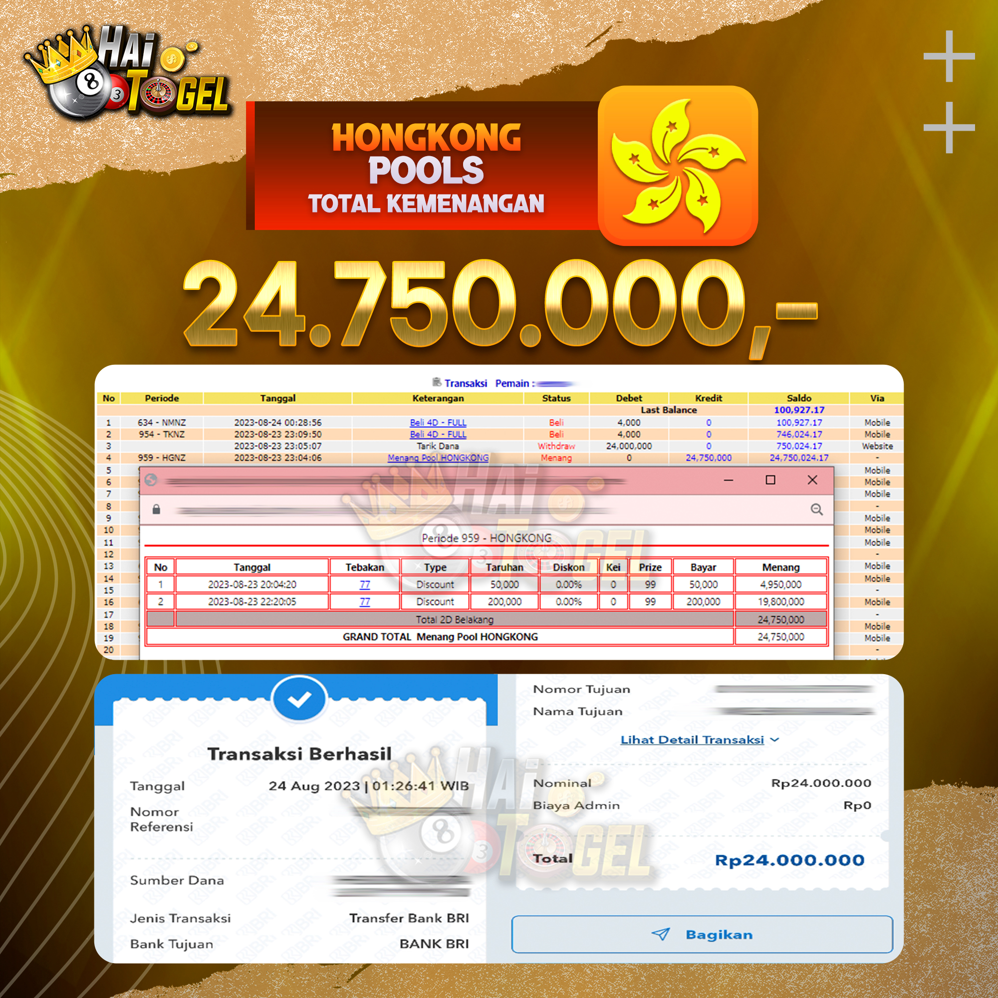 You are currently viewing BUKTI TOGEL HAITOGEL JACKPOT HONGKONG : RP. 24.750.000