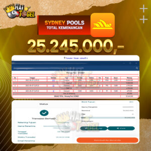 Read more about the article BUKTI PEMBAYARAN HAITOGEL TOGEL SYDNEY RP. 25.245.000