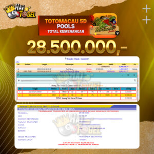 Read more about the article BUKTI JACKPOT HAITOGEL PASARAN TOTOMACAU5D RP. 28.500.000