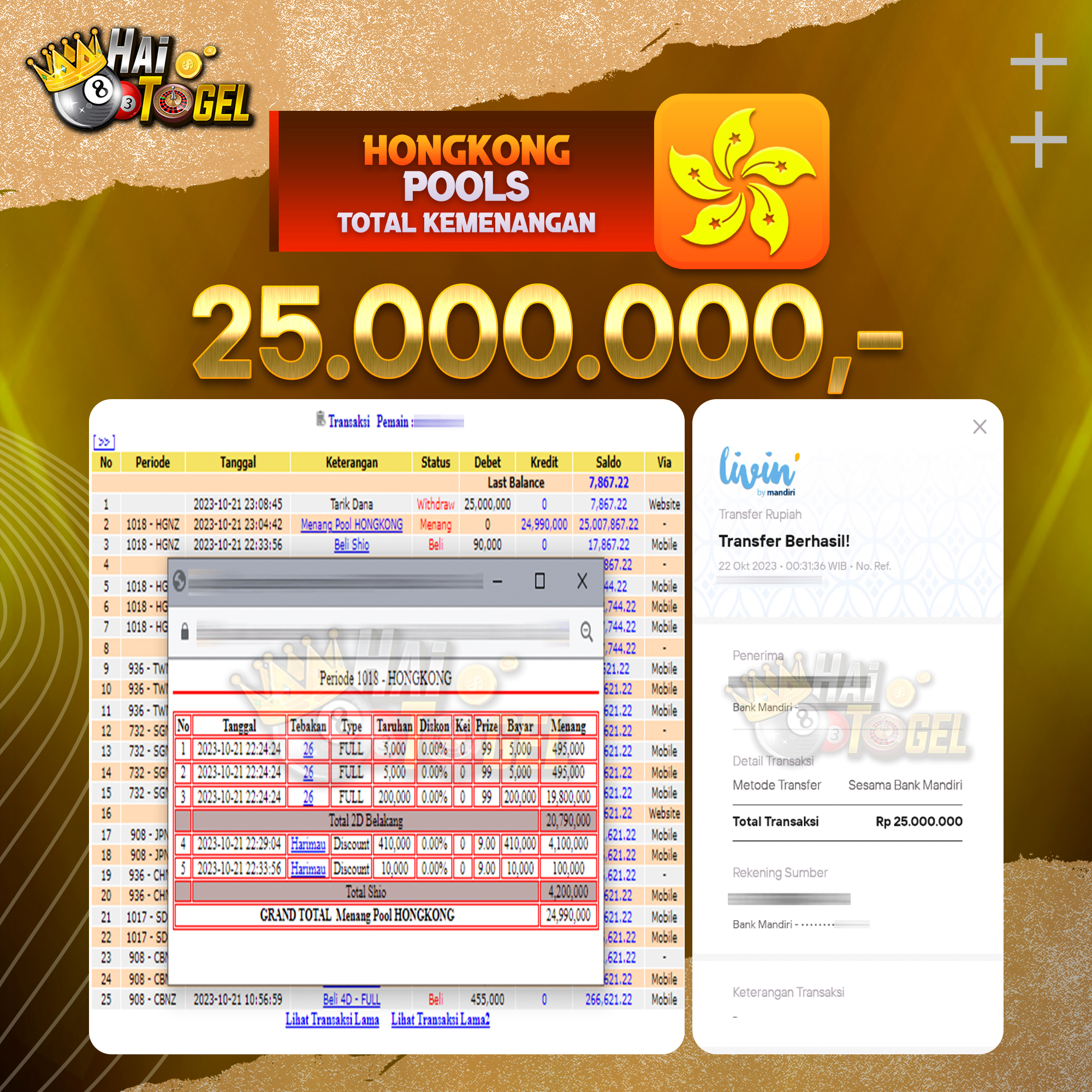 You are currently viewing BUKTI TOGEL HAITOGEL JACKPOT HONGKONG : RP. 25.000.000