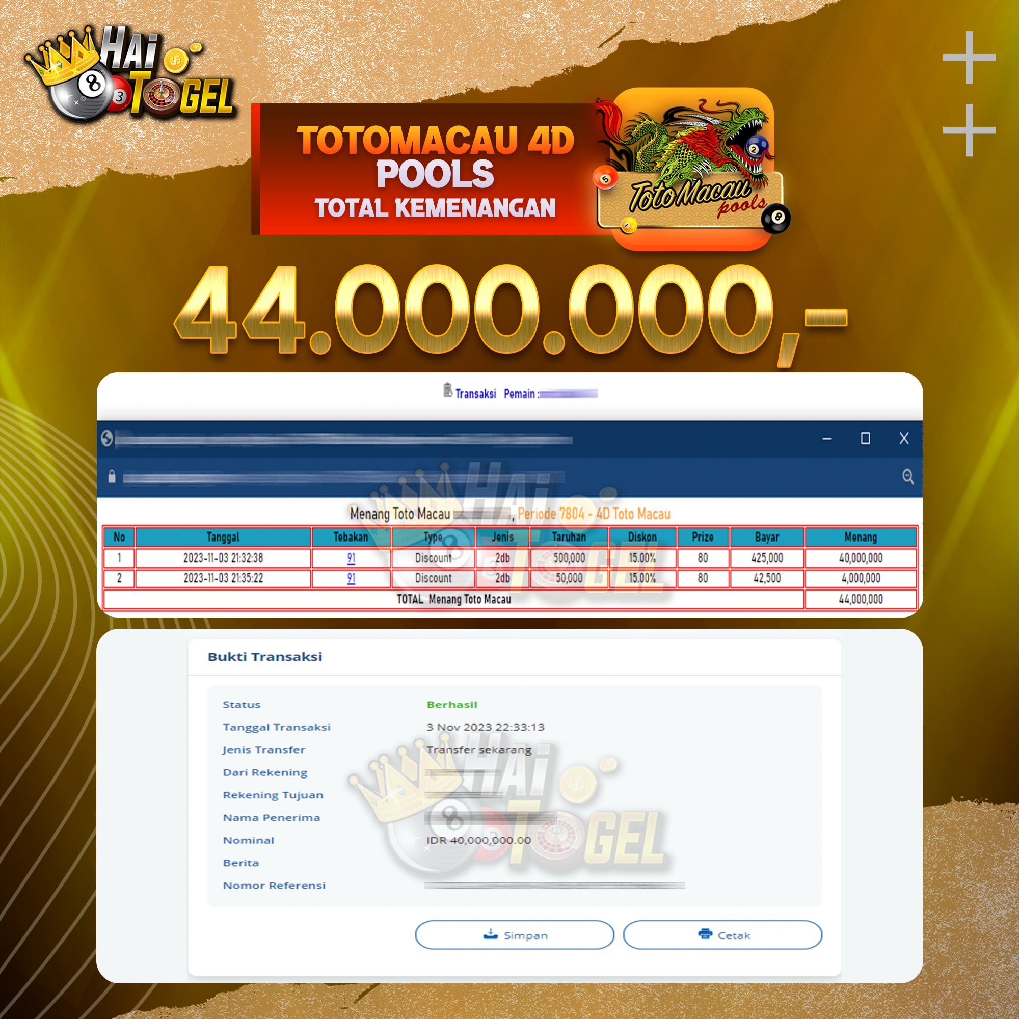 You are currently viewing BUKTI JACKPOT HAITOGEL PASARAN TOTOMACAU4D RP. 44.000.000