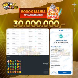 Read more about the article BUKTI JACKPOT HAITOGEL SLOT : SLOT 5000X MANIA RP. 30.000.000