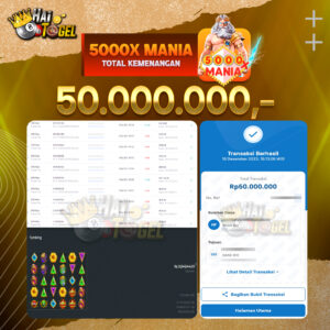 Read more about the article BUKTI JACKPOT HAITOGEL SLOT : SLOT 5000X MANIA RP. 50.000.000