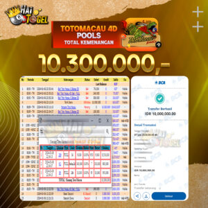 Read more about the article BUKTI JACKPOT HAITOGEL PASARAN TOTOMACAU4D RP. 10.300.000