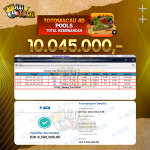 Read more about the article BUKTI JACKPOT HAITOGEL PASARAN TOTOMACAU4D RP. 10.045.000