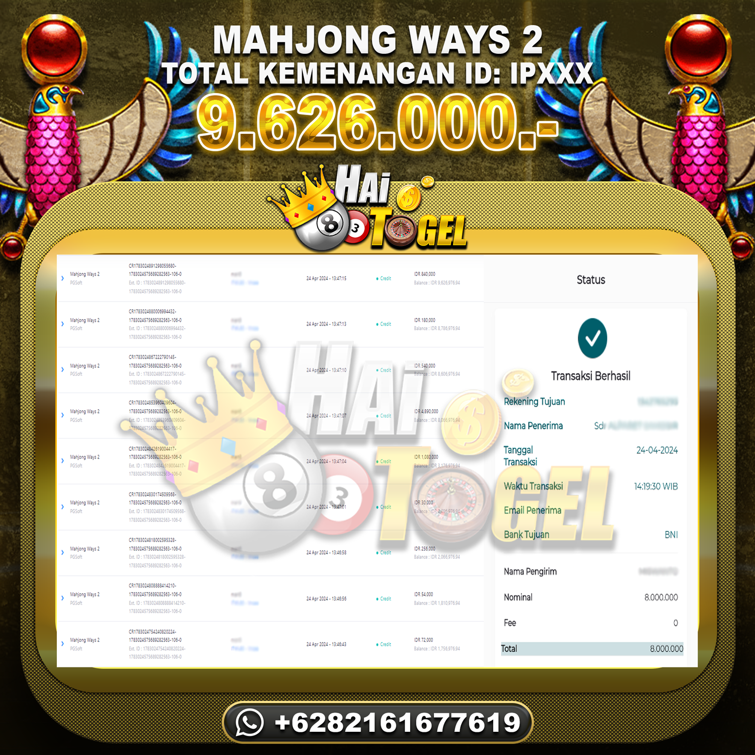 Read more about the article BUKTI JP SLOT HAITOGEL MAHJONG WAYS 2 RP. 9.626.000