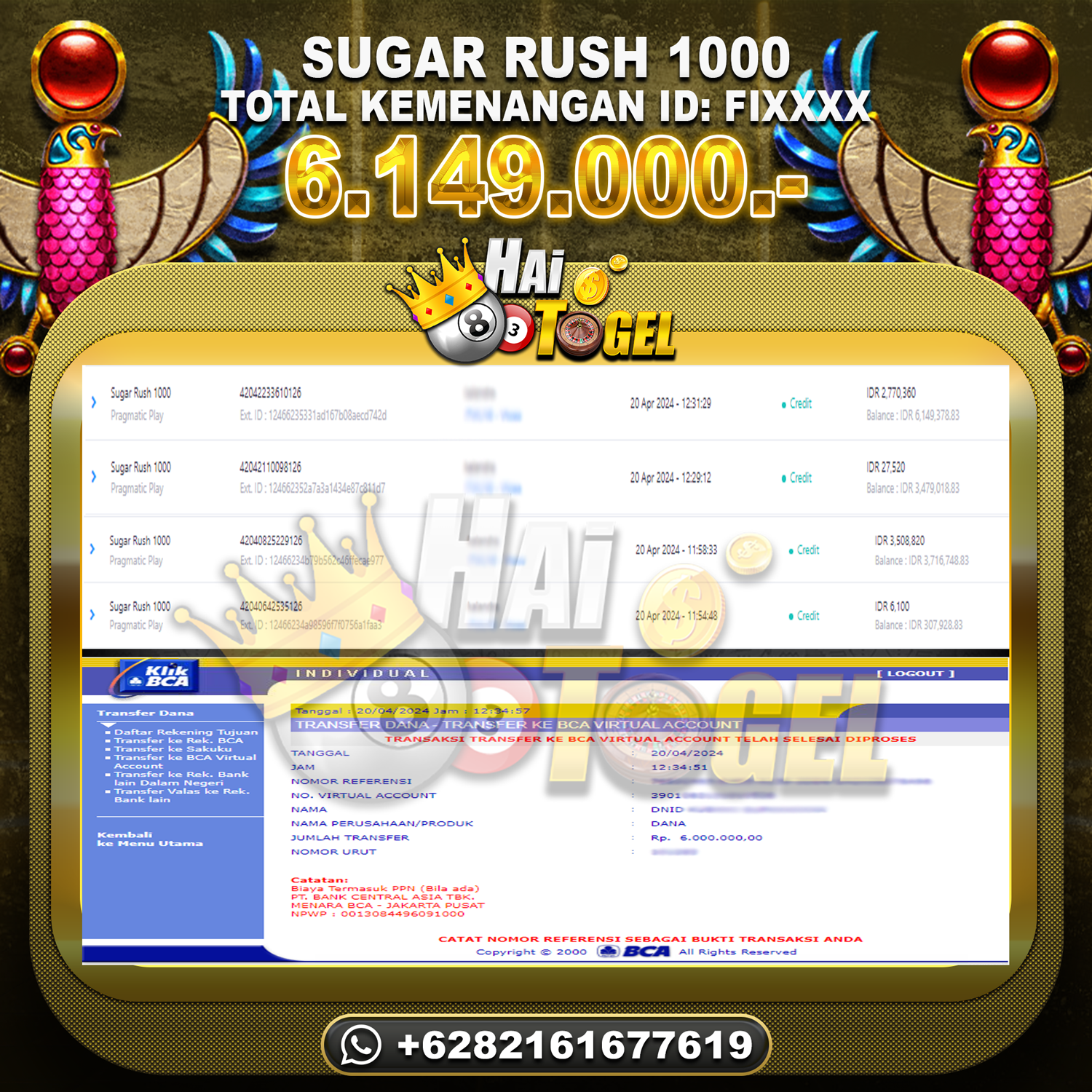 You are currently viewing BUKTI KEMENANGAN HAITOGEL SLOT : SUGAR RUSH 1000 RP. 6.149.000