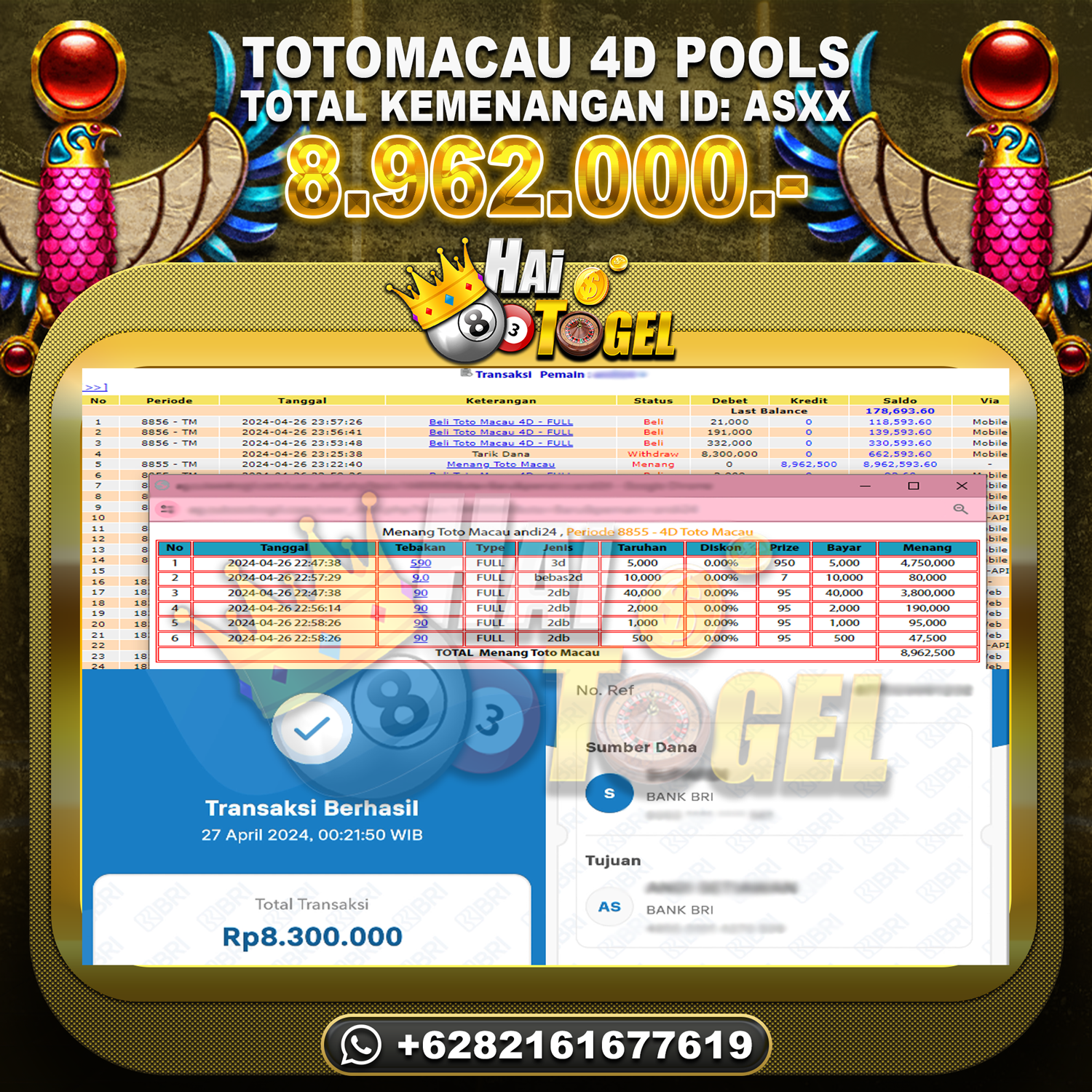 You are currently viewing BUKTI JACKPOT HAITOGEL PASARAN TOTOMACAU4D RP. 8.962.000