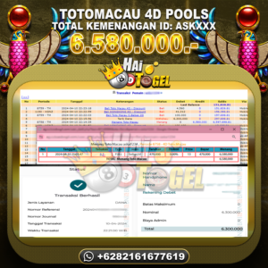 Read more about the article BUKTI JACKPOT HAITOGEL PASARAN TOTOMACAU4D RP. 6.580.000