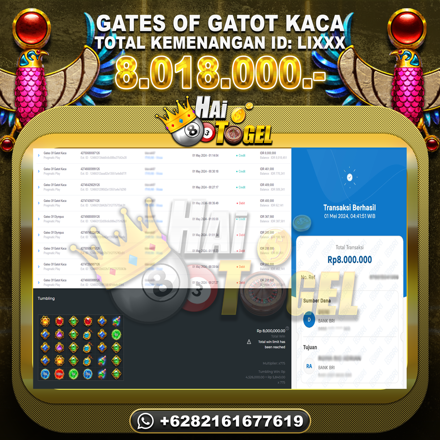 Read more about the article HAITOGEL JP BUKTI SLOT GATES GATOT KACA RP. 8.018.000