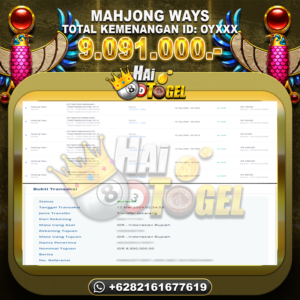 Read more about the article BUKTI JP HAITOGEL SLOT MAHJONG WAYS RP. 9.091.000