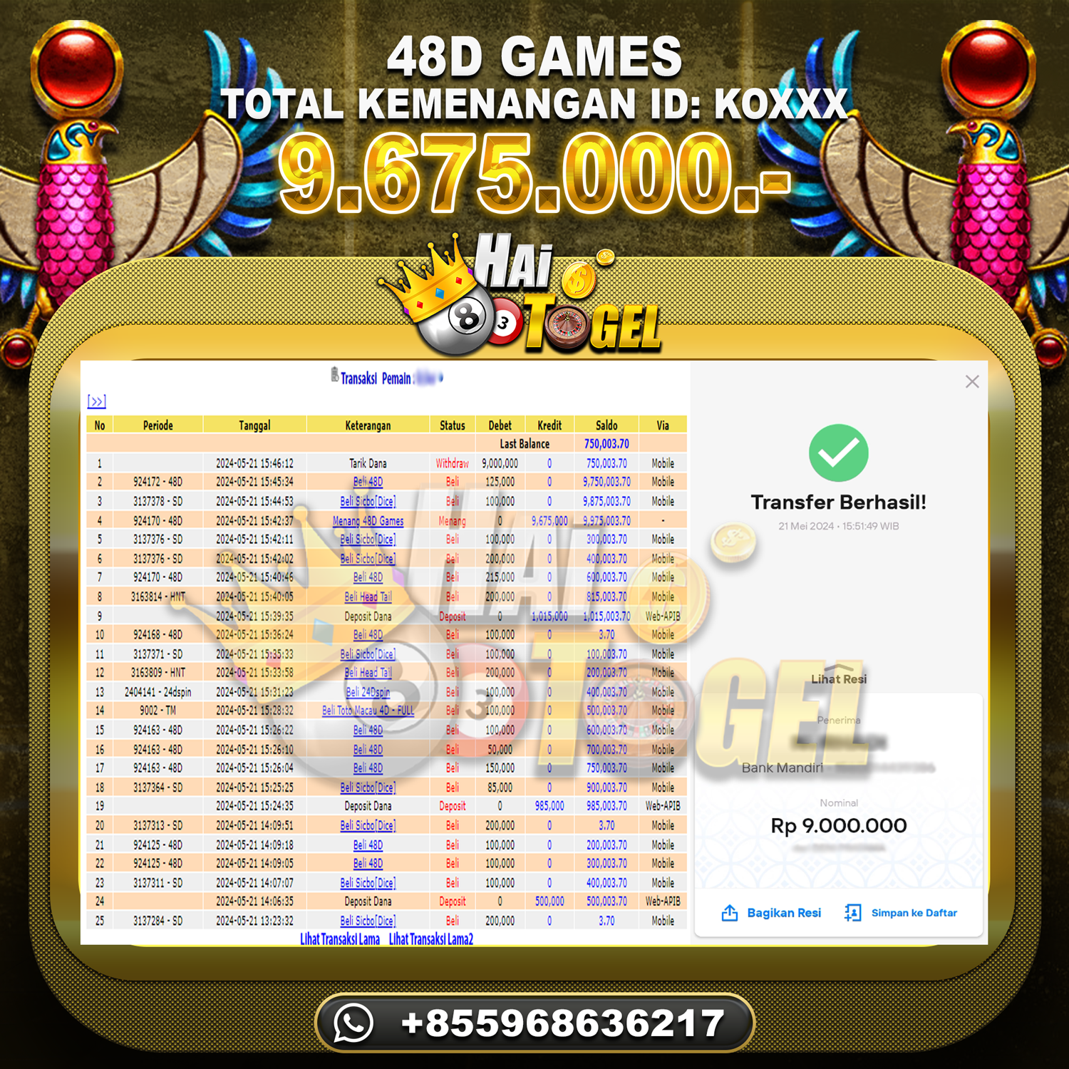 Read more about the article JACKPOT HAITOGEL BUKTI CASINO 48D GAMES RP. 9.675.000