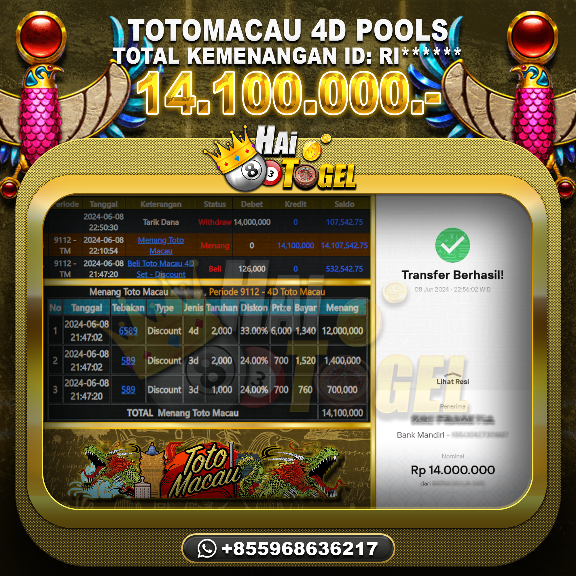 Read more about the article TOGEL HAITOGEL BUKTI JP PASARAN TOTOMACAU4D RP. 14.100.000