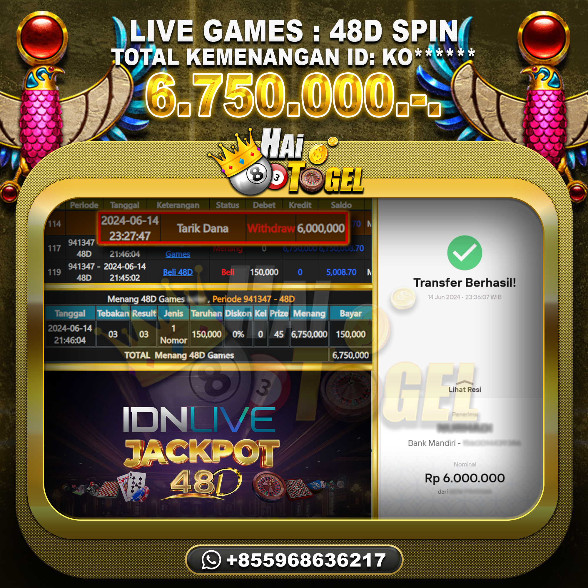 Read more about the article JACKPOT HAITOGEL BUKTI CASINO 48D GAMES RP. 6.750.000