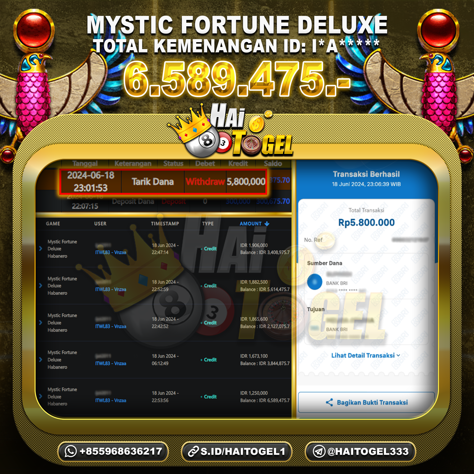 Read more about the article PEMBAYARAN JACKPOT BUKTI HAITOGEL : MYSTIC FORTUNE DELUXE RP. 6.589.475