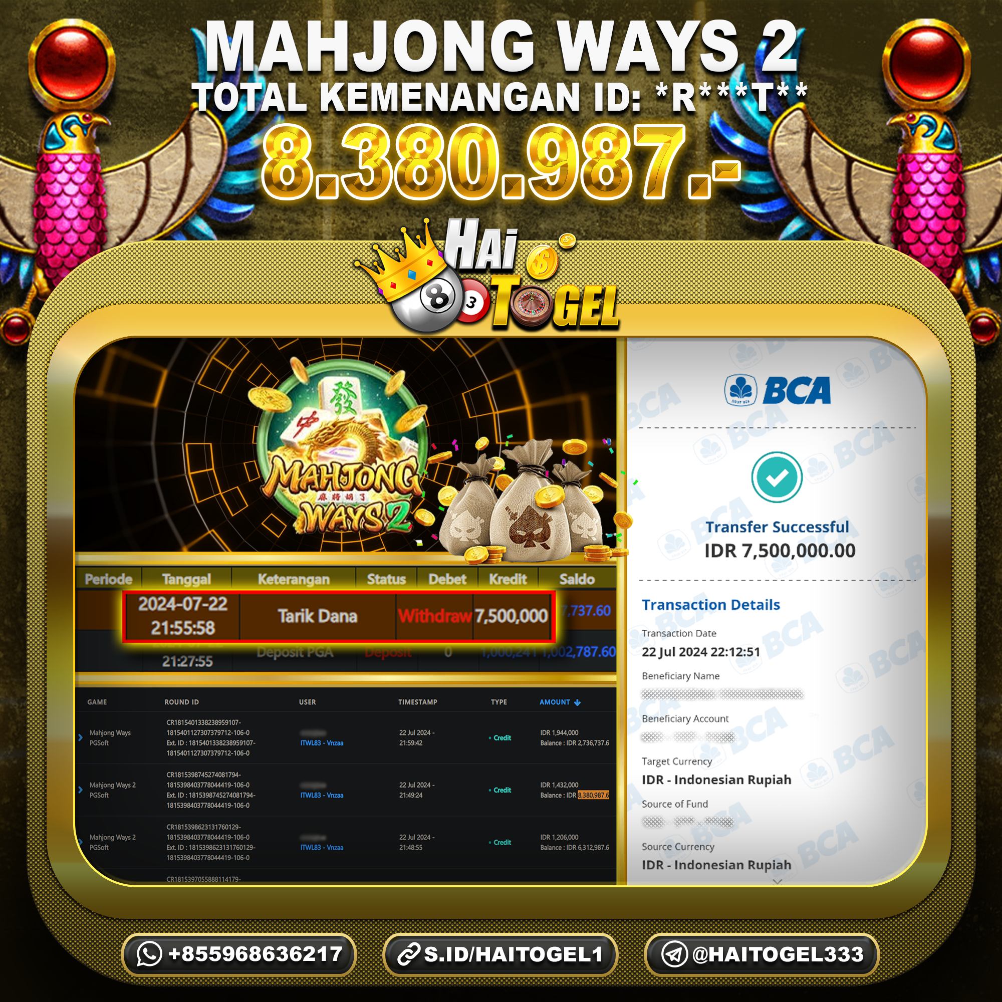 You are currently viewing BUKTI PEMBAYARAN SLOT HAITOGEL MAHJONG WAYS 2 RP. 8.380.987