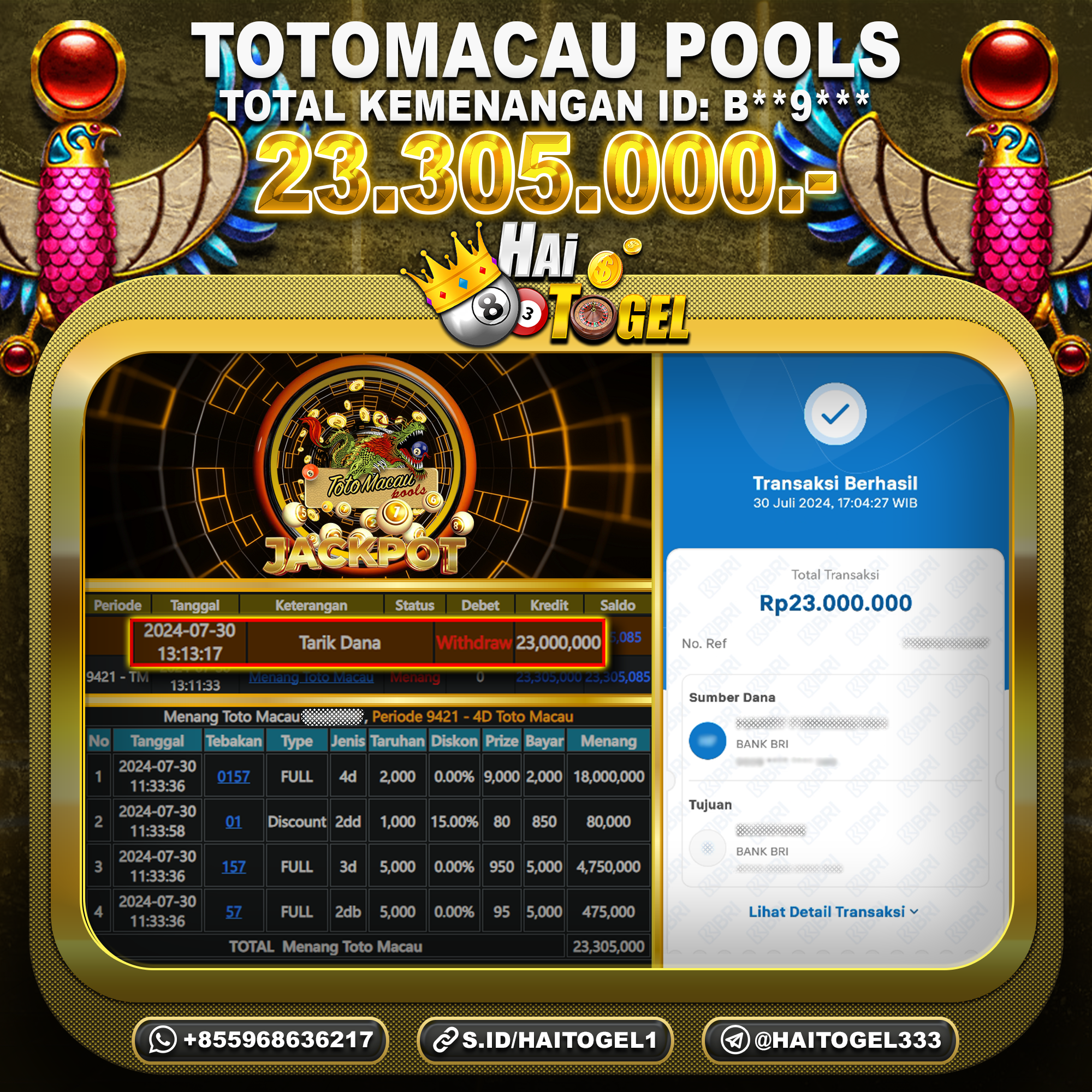 Read more about the article TOGEL JP HAITOGEL PEMBAYARAN PASARAN TOTOMACAU4D RP. 23.305.000